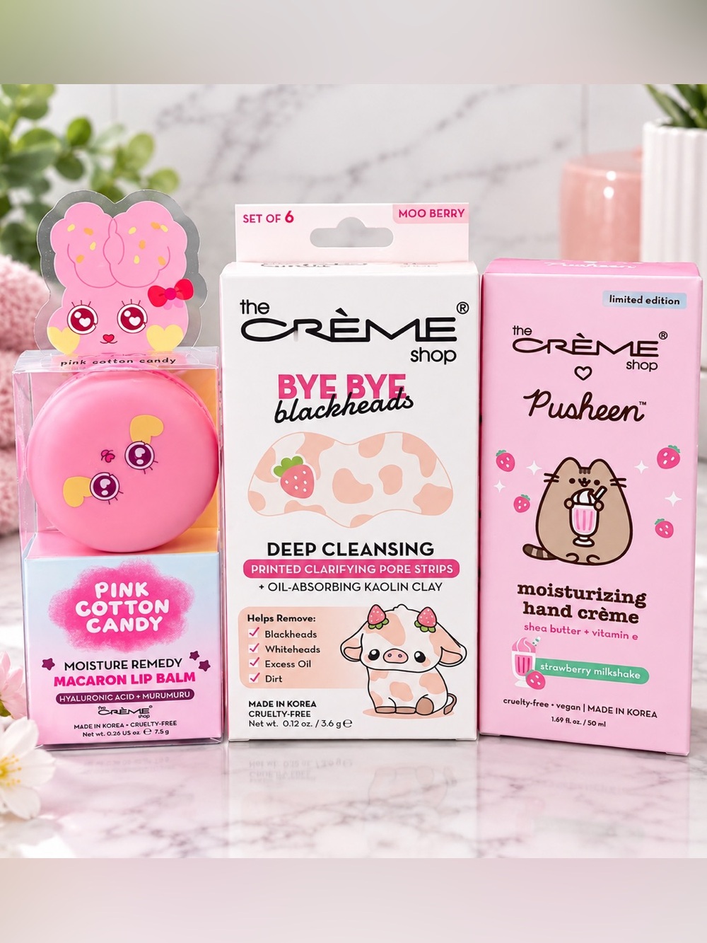 The Crème Shop Beauty Bundle: Pore Strips, Lip Balm & Hand Creme